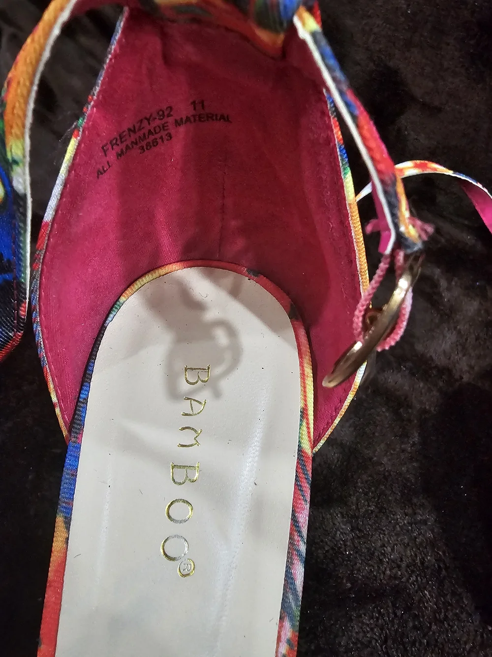 Bamboo Floral Ankle-Strap Sandals - Pink Multicolor
